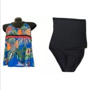 Trina Turk Women Paradise Plume Tankini Two Piece Swimwear Size 4